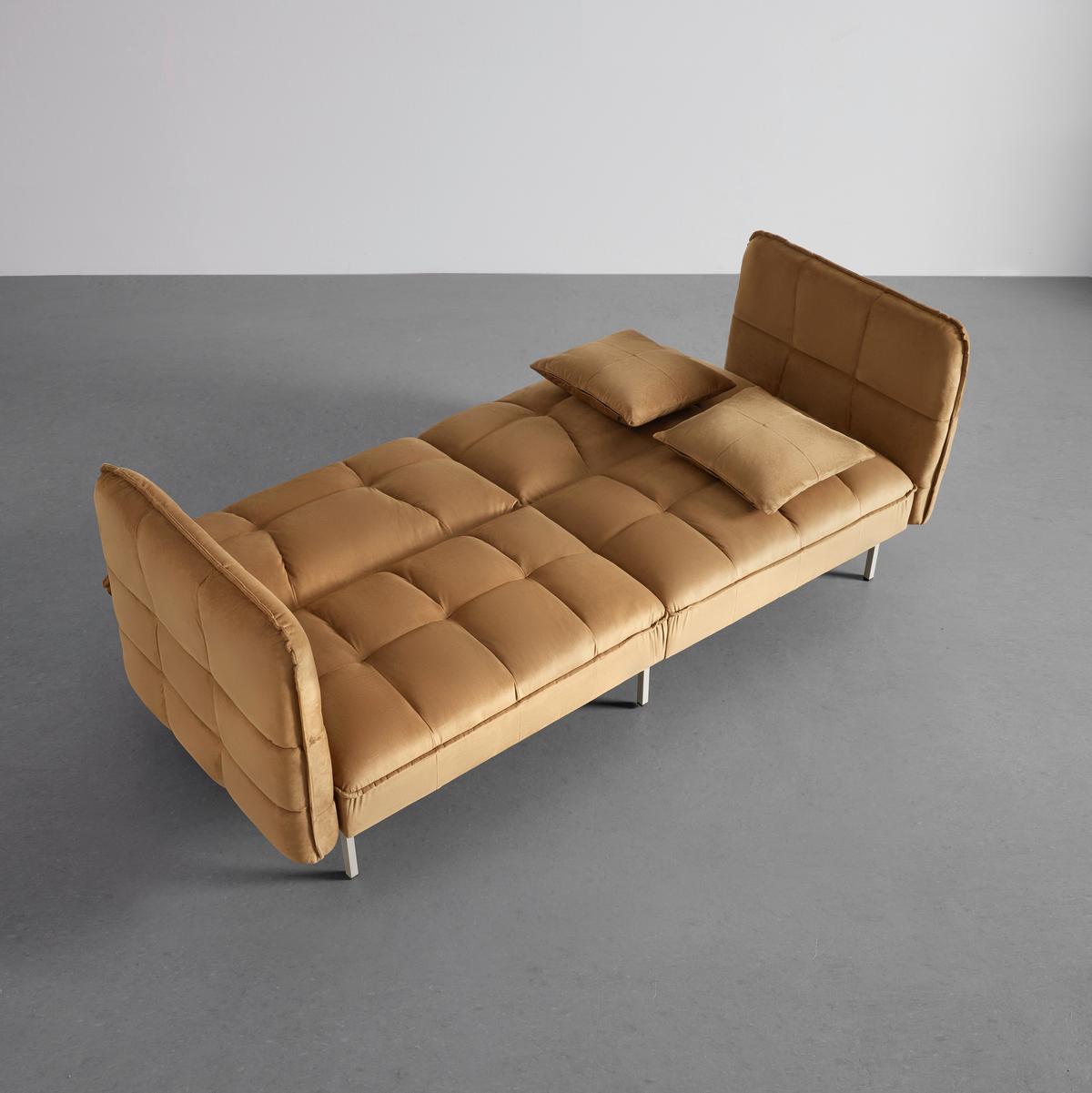 Schlafsofa Kupferfarbe, "nelly", Samt - Silberfarben/Kupferfarben, Modern, Holz/Textil (208/76,5/79cm) - Bessagi Home