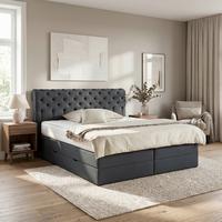 Boxspringbett Belano Schwarz ca. 200x200cm - Schwarz, KONVENTIONELL, Holz/Holzwerkstoff (200/200cm) - Premium Living