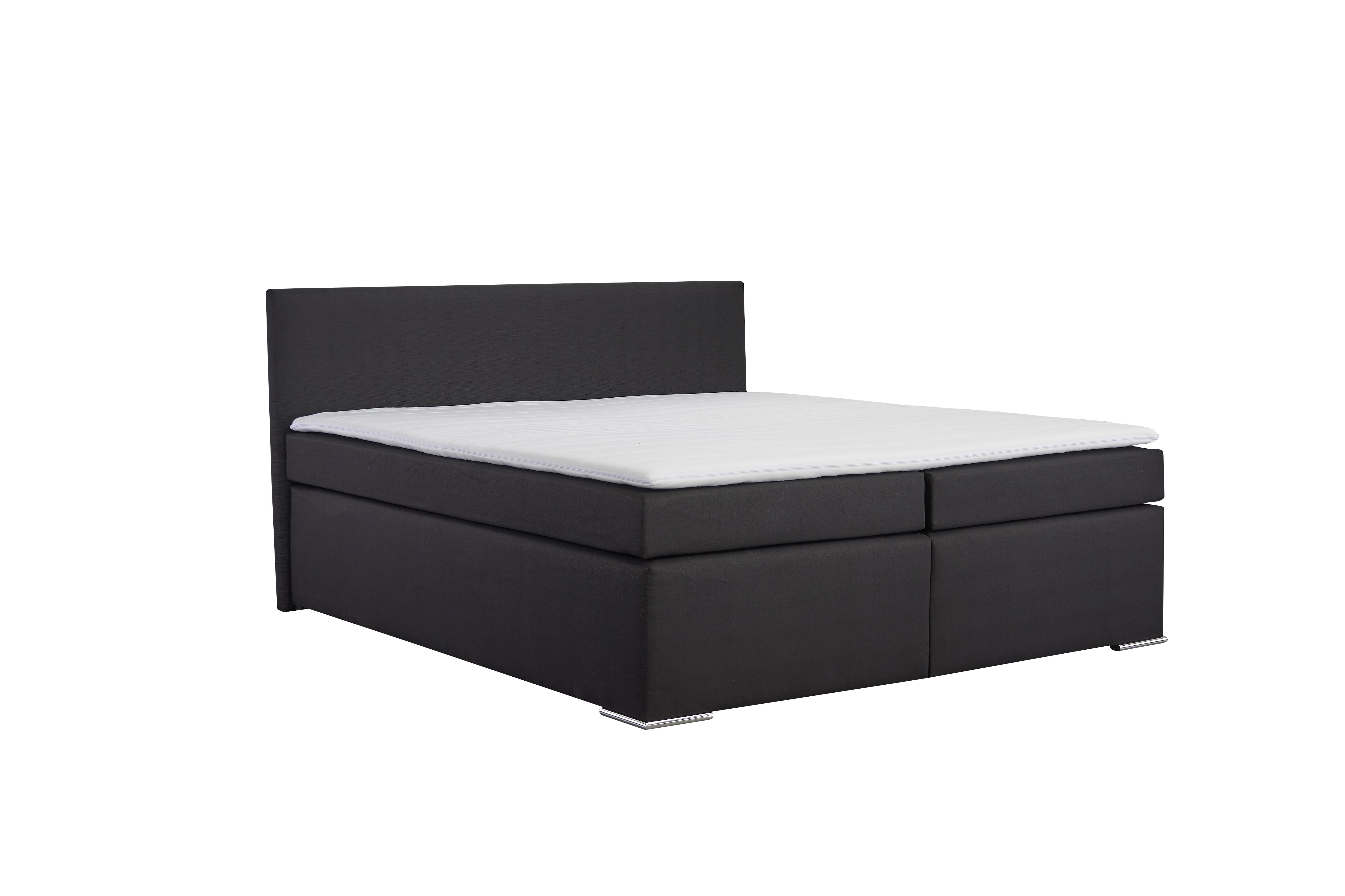 Postelja Boxpring Nero -Based-, Črna, 180x200 - barve kroma/črna, Konvencionalno, kovina/tekstil (180/200cm) - Based