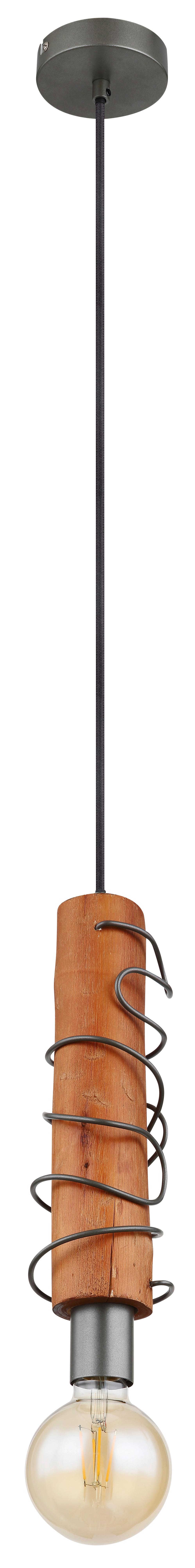Viseča Svetilka 15456h - siva/rjava, Natur, kovina/les (10/120cm) - Globo