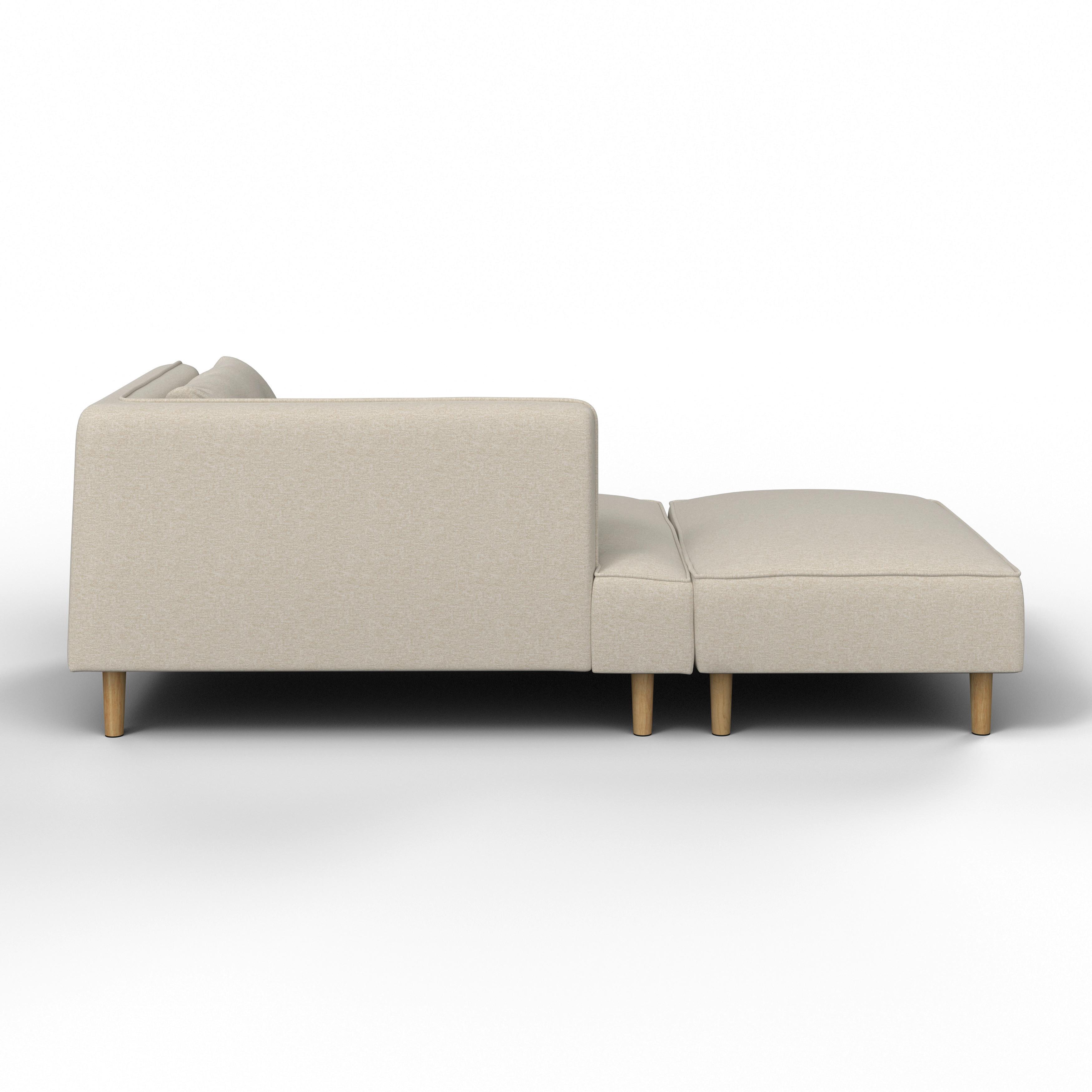 Sofa Fanny Beige Webstoff mit Hocker - Graubraun/Naturfarben, MODERN, Holz/Textil (154/55/73cm) - Bessagi Home