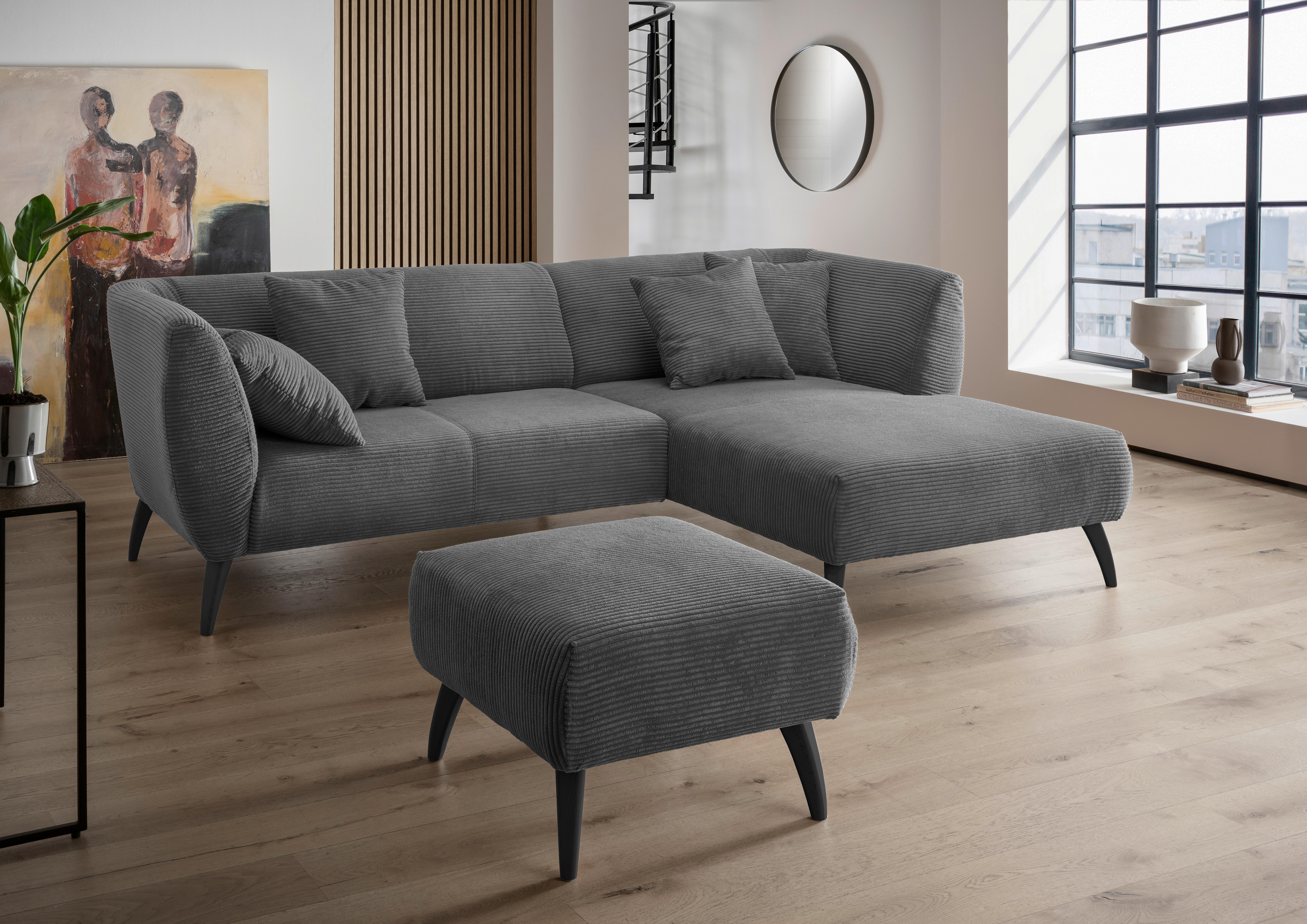 Hocker Colori Grau Cord - Schwarz/Grau, MODERN, Holz/Textil (66/44/66cm) - MID.YOU