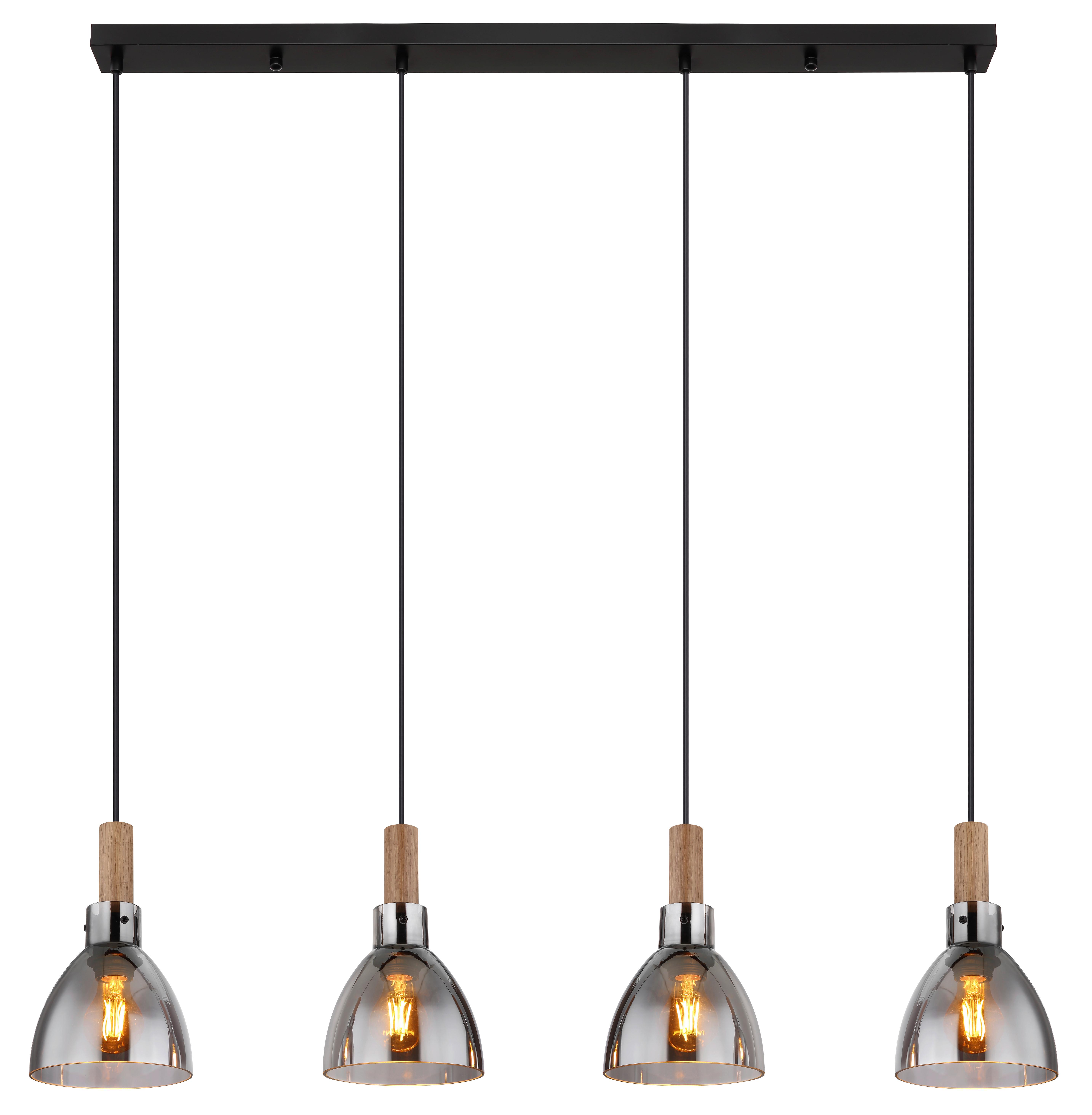 Hängeleuchte Mattea Schwarz max. 9 Watt - Schwarz, Design, Glas/Holzwerkstoff (105/16/120cm) - Globo