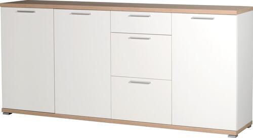Sideboard in Eiche/Weiss - Weiss/Alufarben, Modern, Holzwerkstoff (192/88/40cm) - Mömax