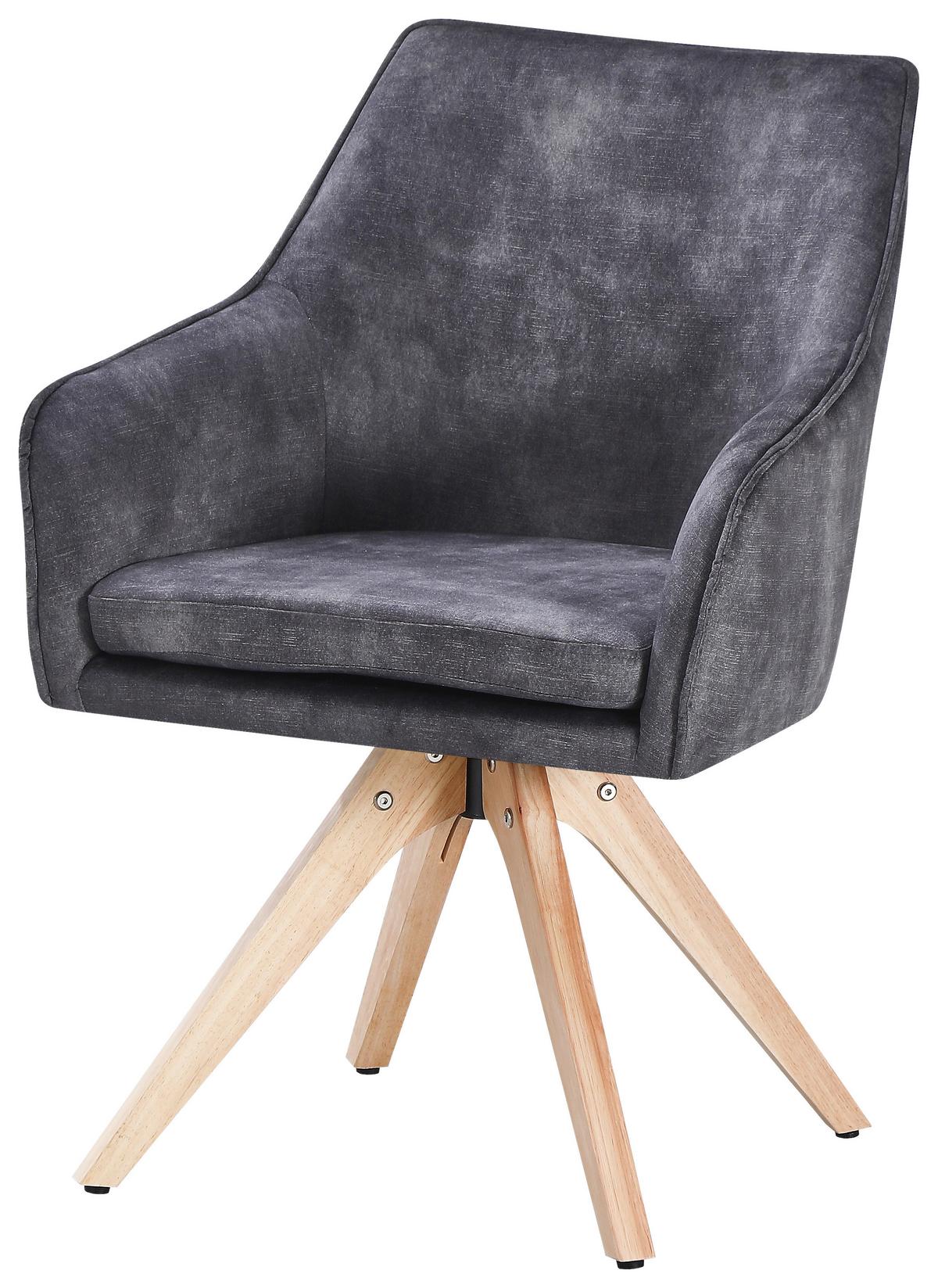 Stol Lisa, Črna - črna/siva, Konvencionalno, tekstil/les (62/83/63cm)