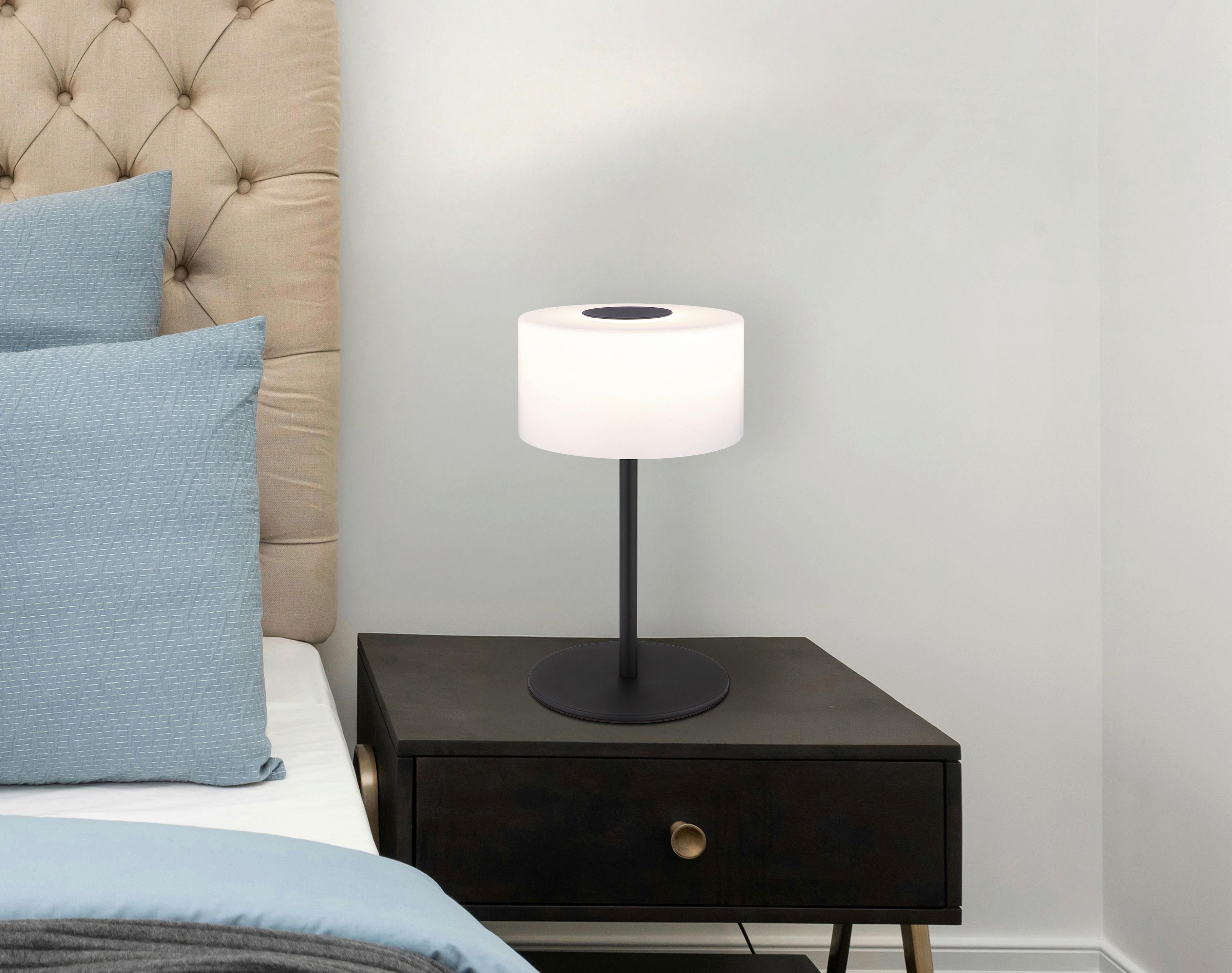 Led Stolna Svjetiljka Trenton - bijela/crna, Design, staklo/metal (20/34,5cm) - Globo