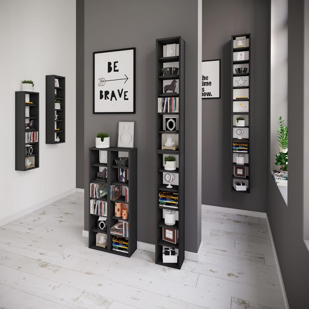 Regal in Schwarz - Schwarz, Modern, Holzwerkstoff (21/183/14,5cm) - Mömax