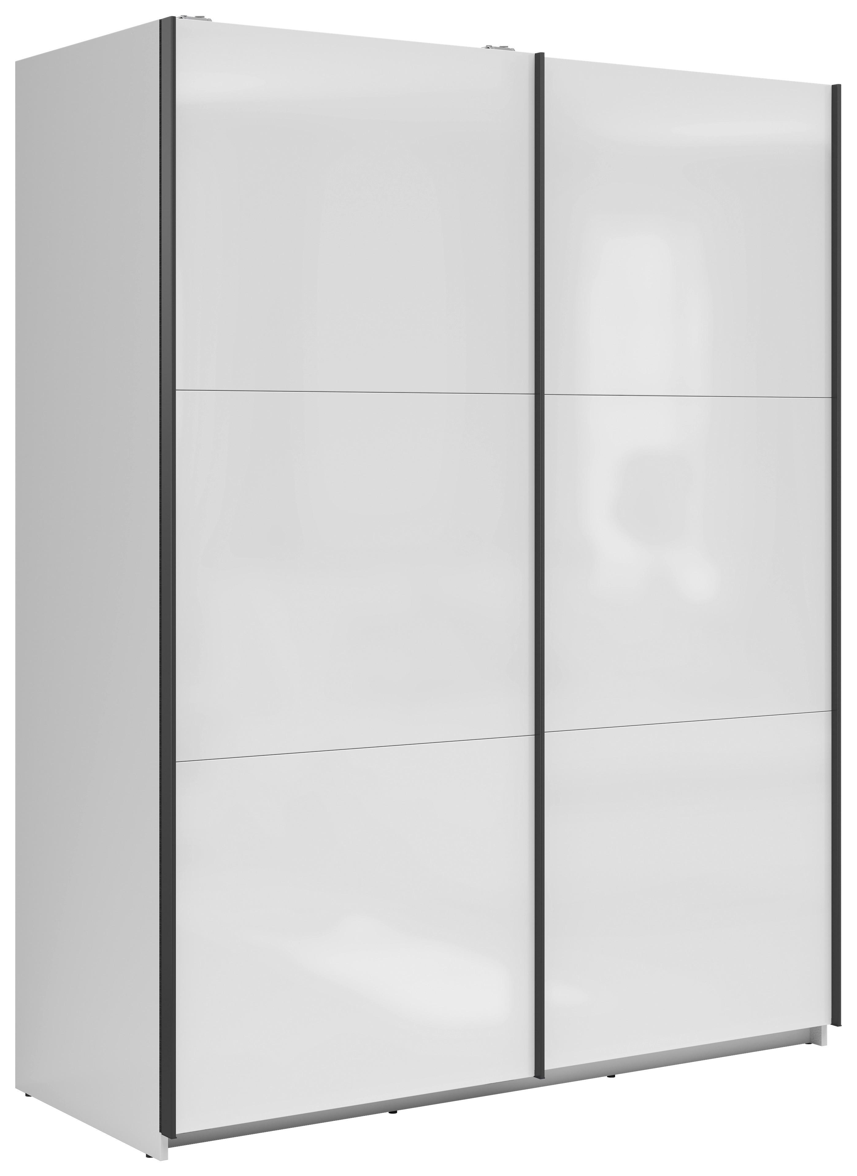 Ormar S Kliznim Vratima Tetrix - bijela visoki sjaj/antracit, Moderno, drvni materijal/metal (153,5/195,5/60cm) - Modern Living