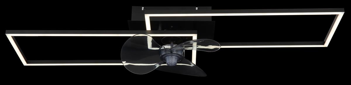 DECKENVENTILATOR 67243-30BF - Opal/Schwarz, Design, Kunststoff/Metall (90/30/15cm) - Globo