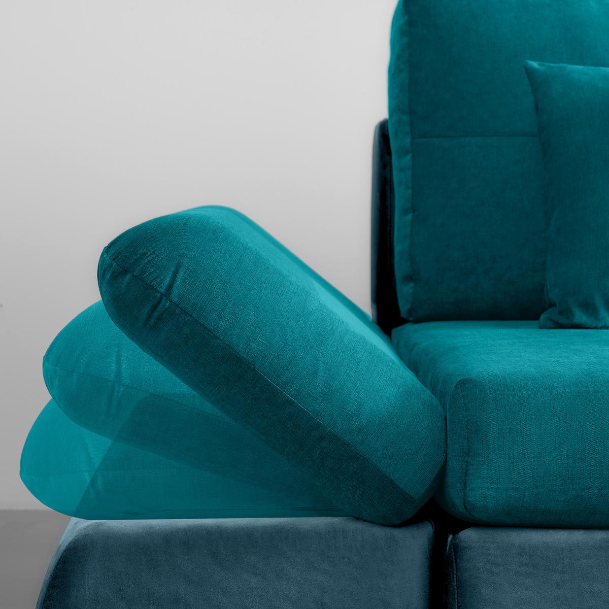 Wohnlandschaft Enrico Petrol - Chromfarben/Petrol, KONVENTIONELL, Kunststoff/Textil (303/88/185cm) - Mömax