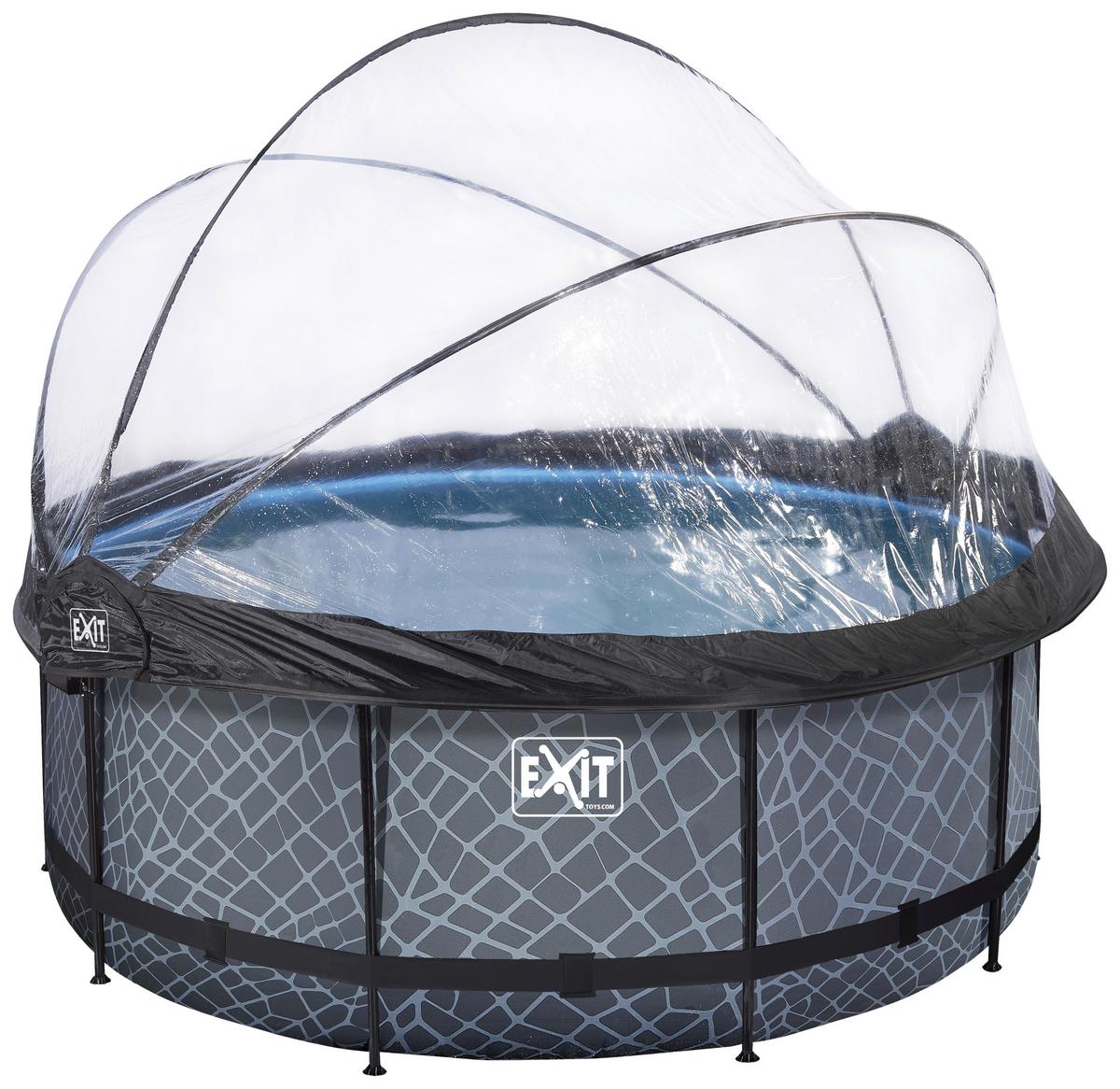 Bazen Exit Stone Pool, Črpalka S Peščenim Filtrom, Ø 360cm - siva, Konvencionalno, kovina (360/122cm) - EXIT Toys