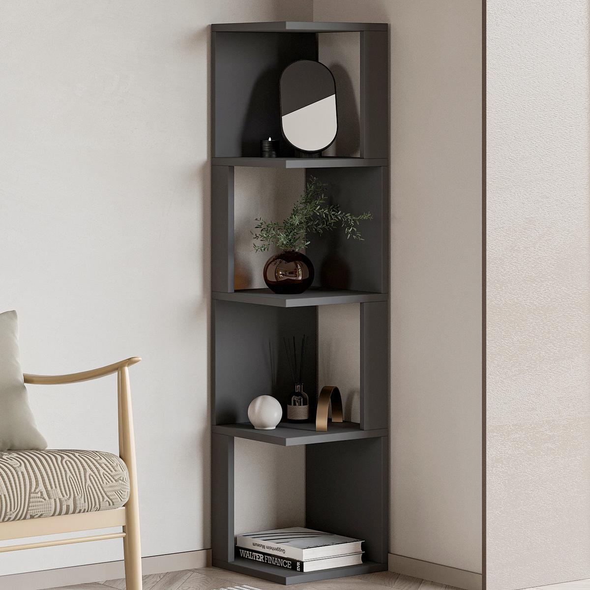 REGAL HERRY BÜCHERREGAL - Anthrazit, Design, Holzwerkstoff (30/128/30cm) - Livetastic