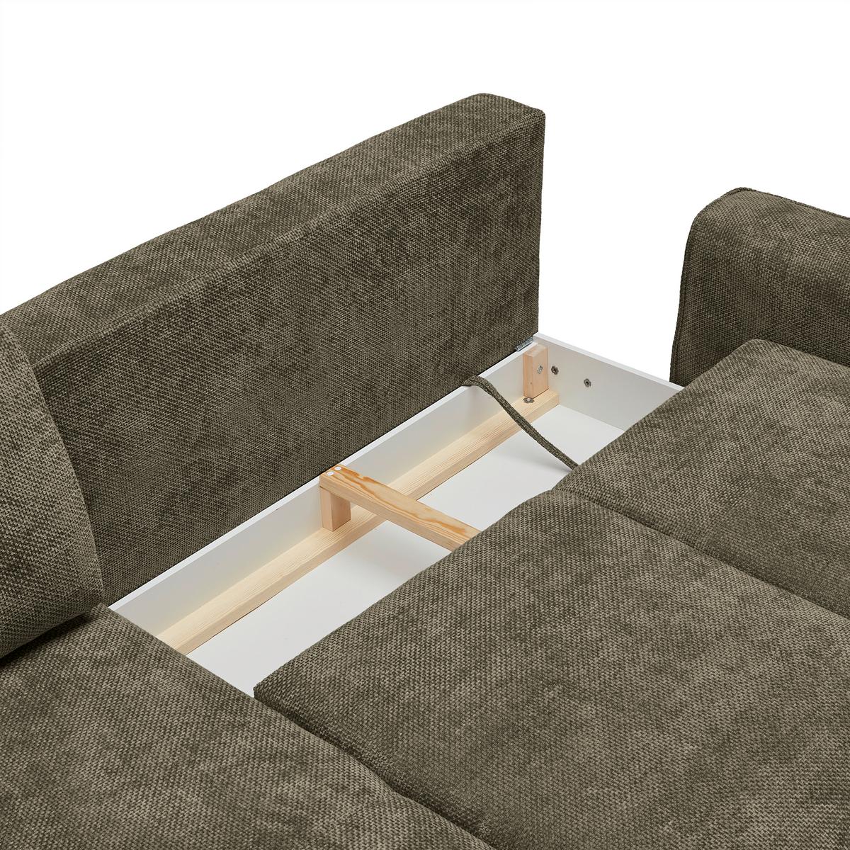 Ecksofa Custom Olivgrün - Schwarz/Olivgrün, MODERN, Textil/Metall (164/85/255cm) - Mömax