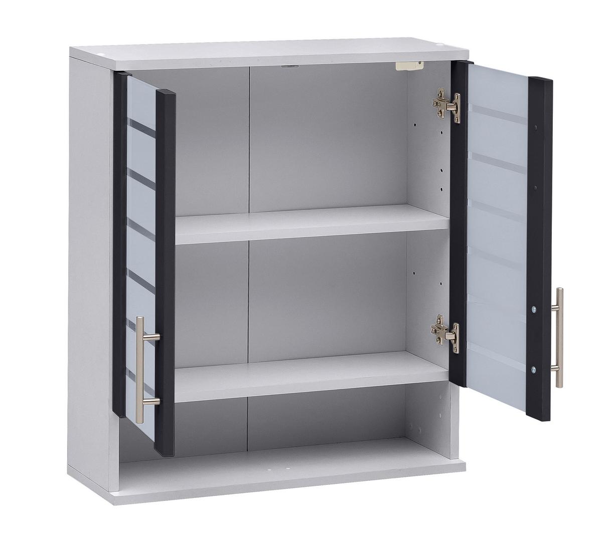 Hängeschrank Niko Anthrazit/Silber - Edelstahlfarben/Anthrazit, MODERN, Glas/Holzwerkstoff (59,8/70,8/20,5cm) - MID.YOU