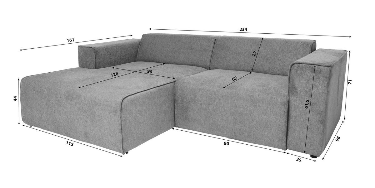 NAROŻNIK BARI - różowy/czarny, Design, tworzywo sztuczne/tkanina (161/234cm) - P & B