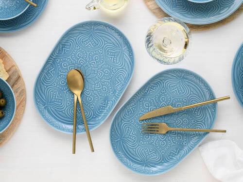 Set Pladnjev Za Serviranje Orient Mandala, 2-Delni - svetlo modra, Trend, keramika (30/23/7cm) - Creatable
