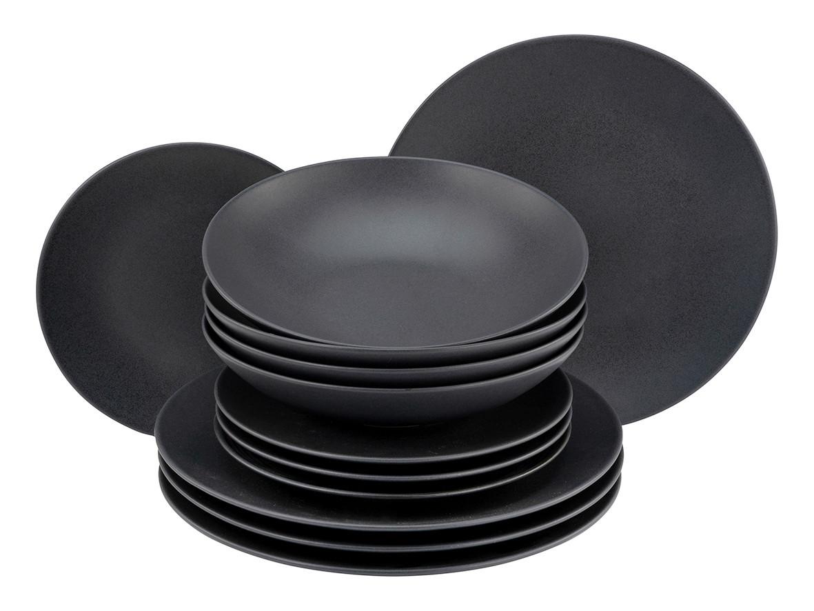 Tafelservice Soft Touch Black in Schwarz 12-teilig - Schwarz, MODERN, Keramik - Creatable