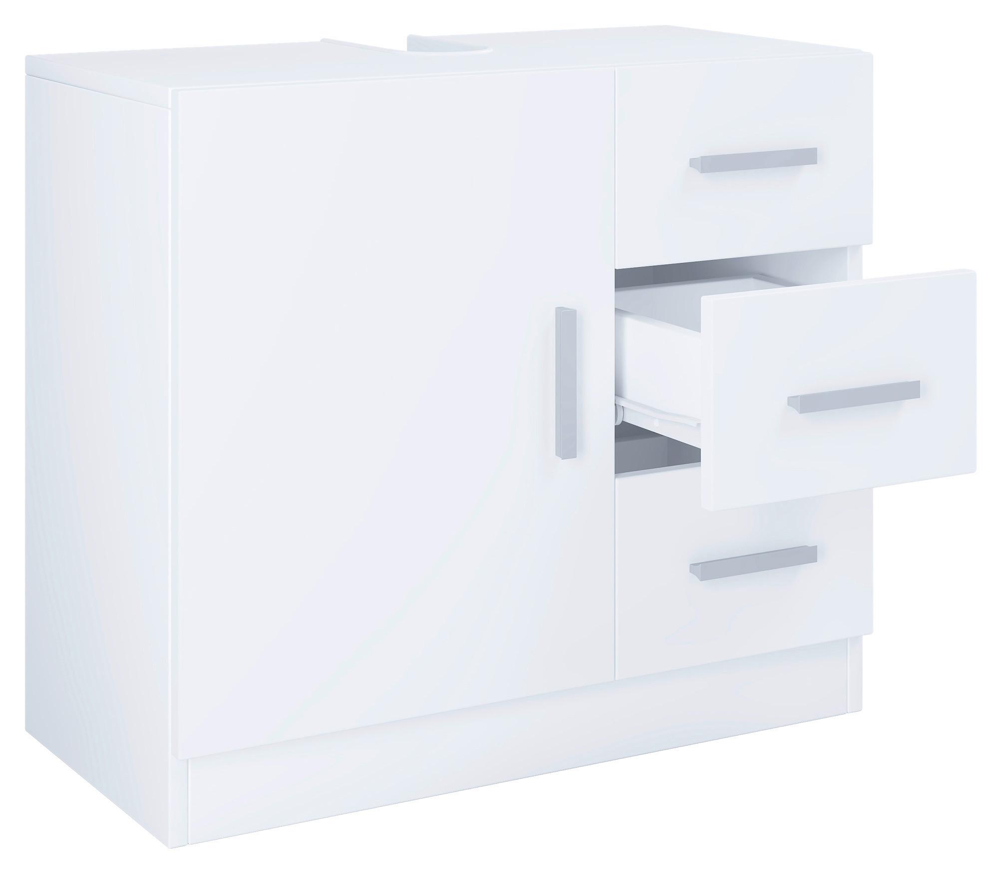 Waschbeckenunterschrank Zalo XL ca. 63x56x30 cm  Weiß - Weiß/Grau, MODERN, Holzwerkstoff/Kunststoff (63/55,8/30cm) - MID.YOU