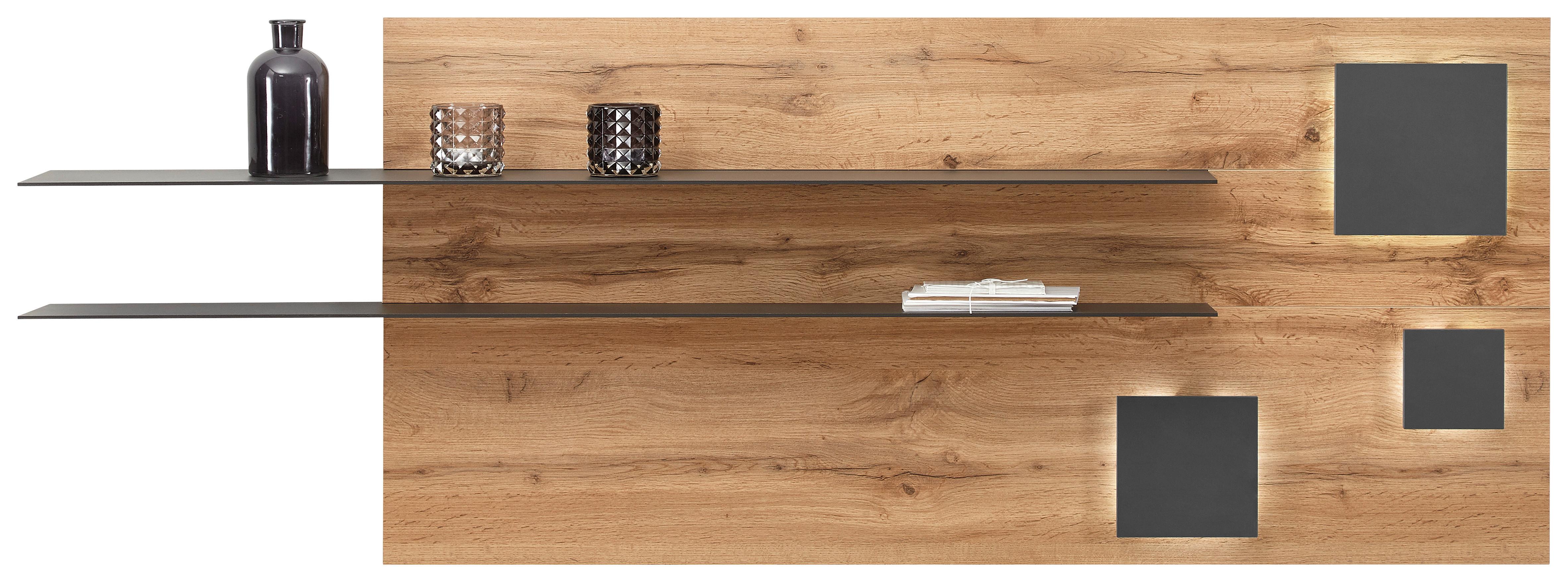 Wandpaneel in Eiche-/Schieferfarben - Schieferfarben/Eichefarben, MODERN, Holzwerkstoff (194/70/22cm) - Premium Living