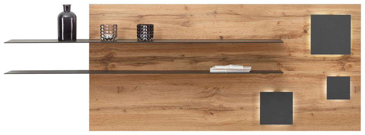 Wandpaneel in Eiche-/Schieferfarben - Schieferfarben/Eichefarben, MODERN, Holzwerkstoff (194/70/22cm) - Premium Living