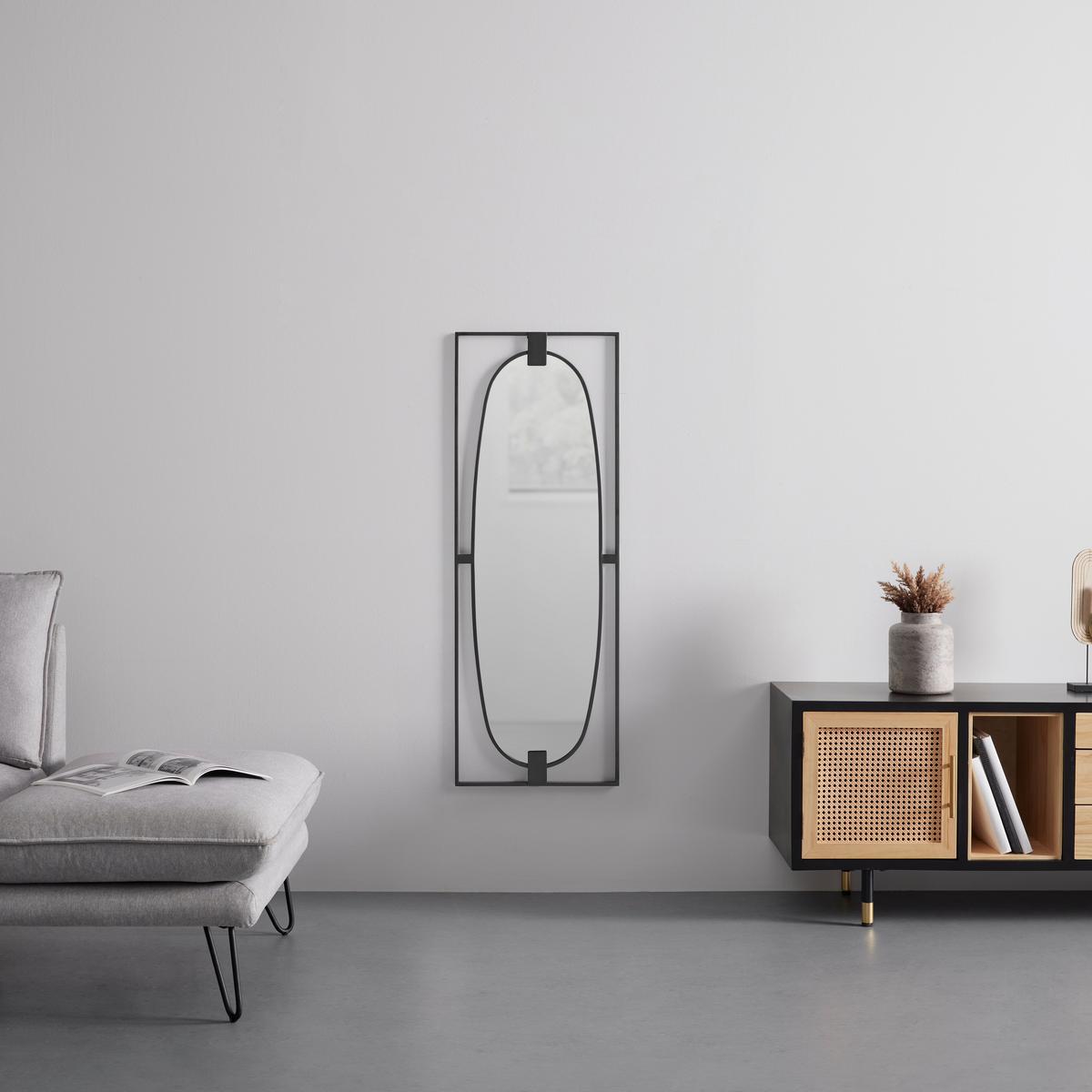 Fali Tükör Aike - fekete, Modern, faalapú anyag/Üveg (43/120/2cm) - Premium Living