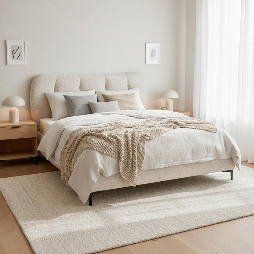 Polsterbett Glaris Creme Ca. 160x200 Cm - Eichefarben/Creme, Modern, Holz/Textil (160/200cm) - Bessagi Home