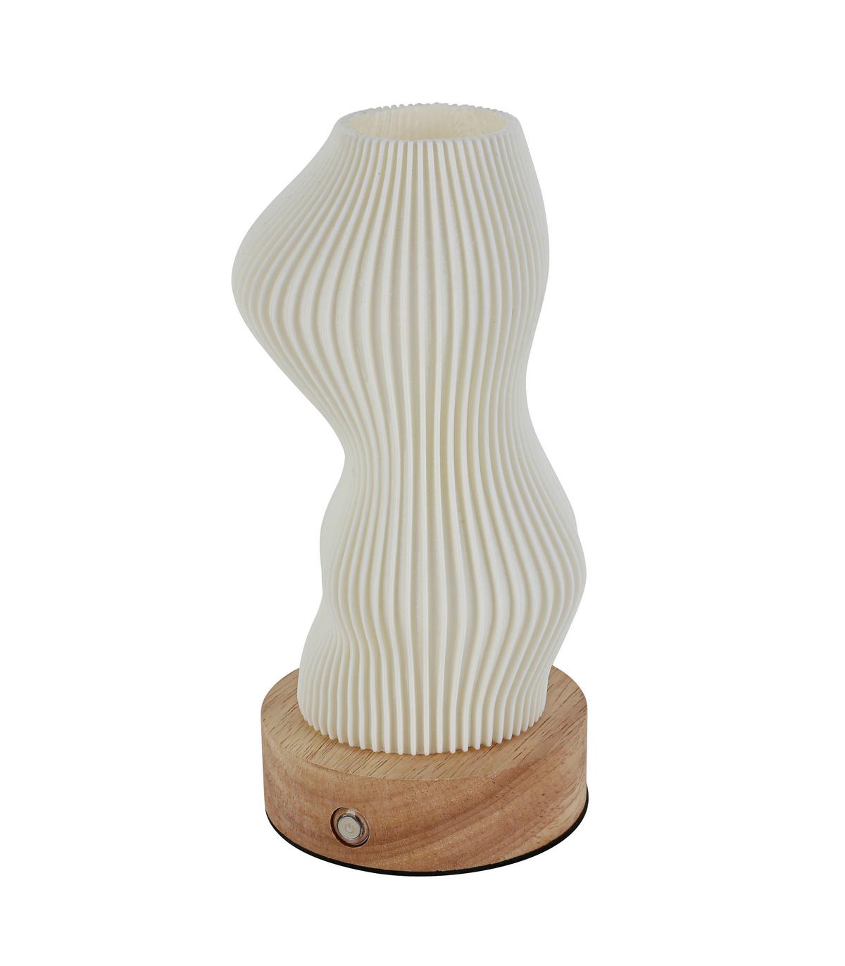 Akku-Tischleuchte Girtl Weiß max. 3 Watt - Weiß/Naturfarben, MODERN, Holz/Kunststoff (14cm) - Mömax