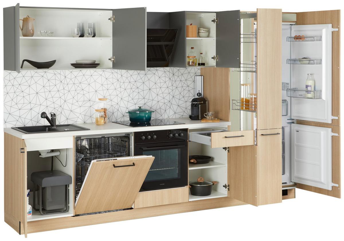 Kuhinjski Blok Plan/win - črna/barve hrasta, Moderno, leseni material (310cm) - Express-Kuechen