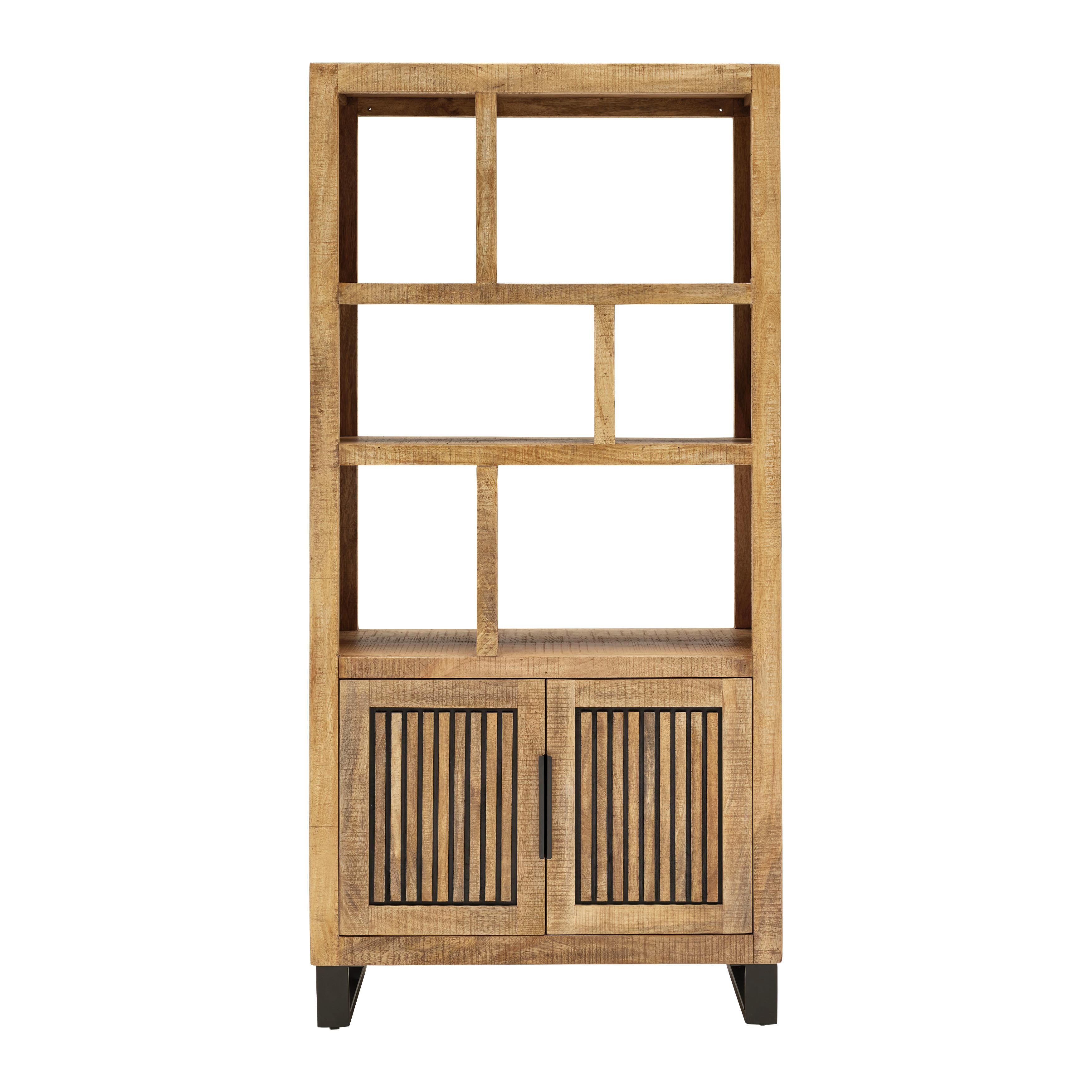 Regal Everest in Naturfarben/Schwarz - Schwarz/Naturfarben, Natur, Holz/Metall (88/180/40cm) - Zandiara