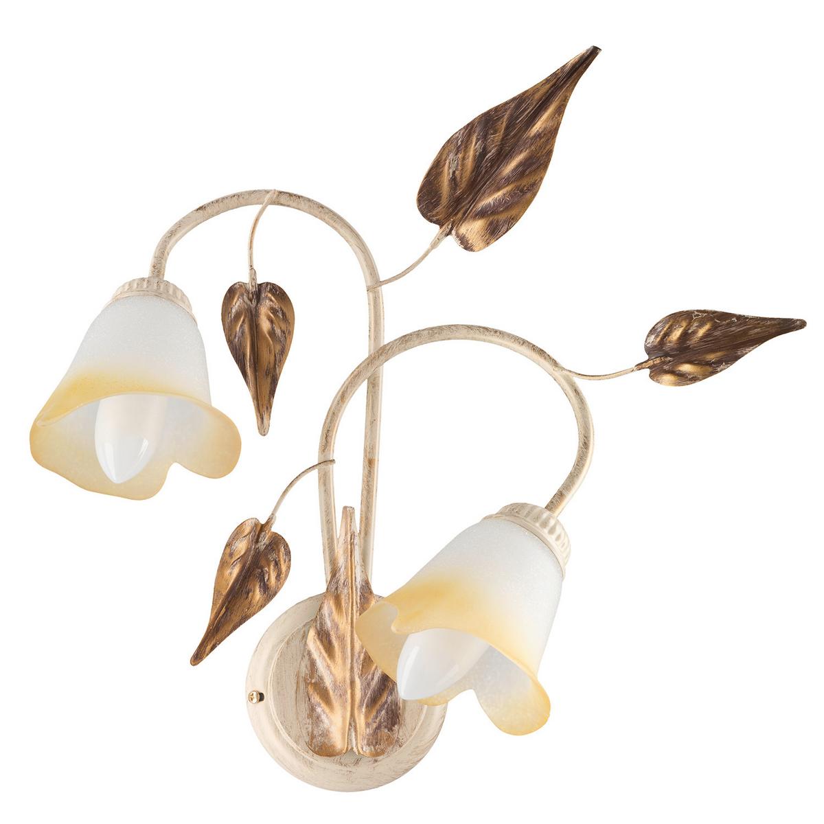 Wandleuchte Vanda Beige max. 6 Watt - Beige, ROMANTIK / LANDHAUS, Glas/Metall (40/40/48cm)