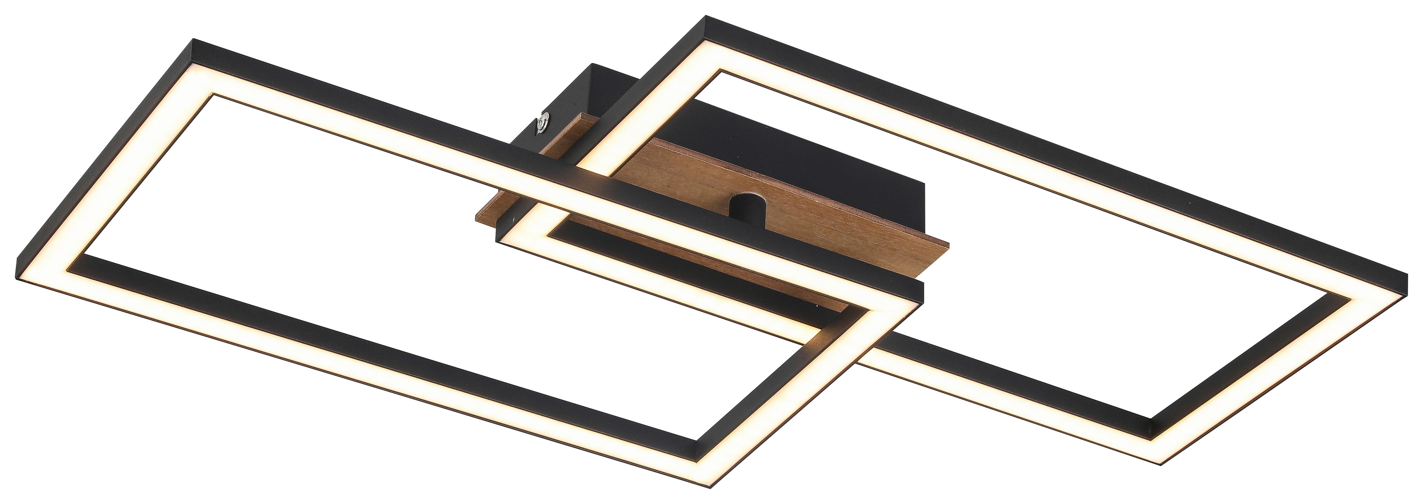 Stropna Led Svjetiljka Joscelin - prirodne boje/crna, Modern, drvo/metal (50/28/6,3cm) - Modern Living