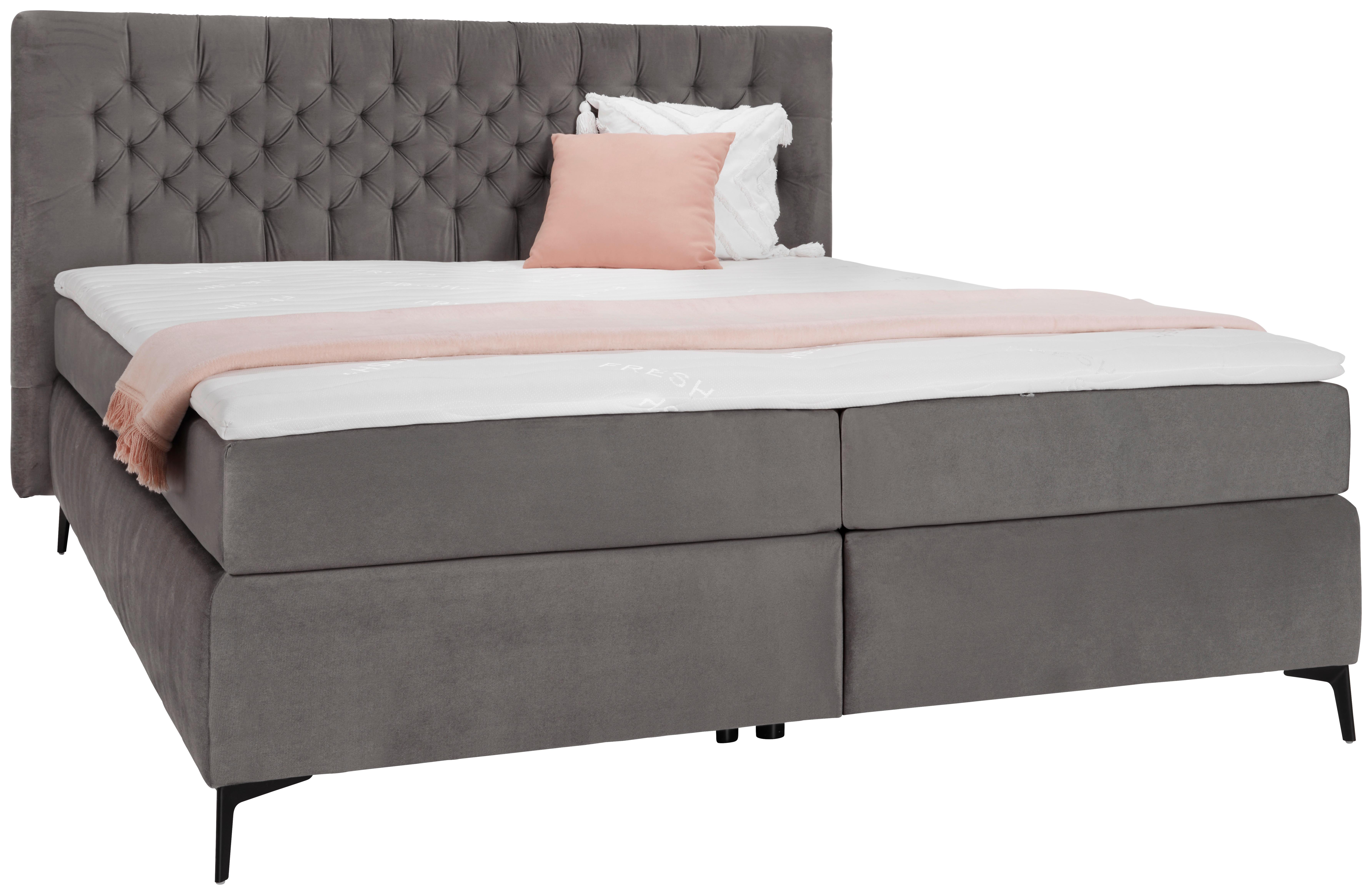 Boxspring Krevet One - siva/crna, Konvencionalno, tekstil/drvo (160/200cm) - Mömax