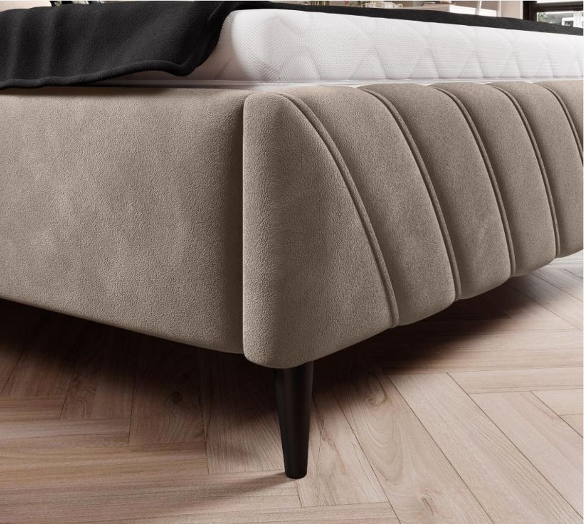 ŁÓŻKO TAPICEROWANE MELLI 180 - beżowy/czarny, Design, drewno/tkanina (180/200cm)