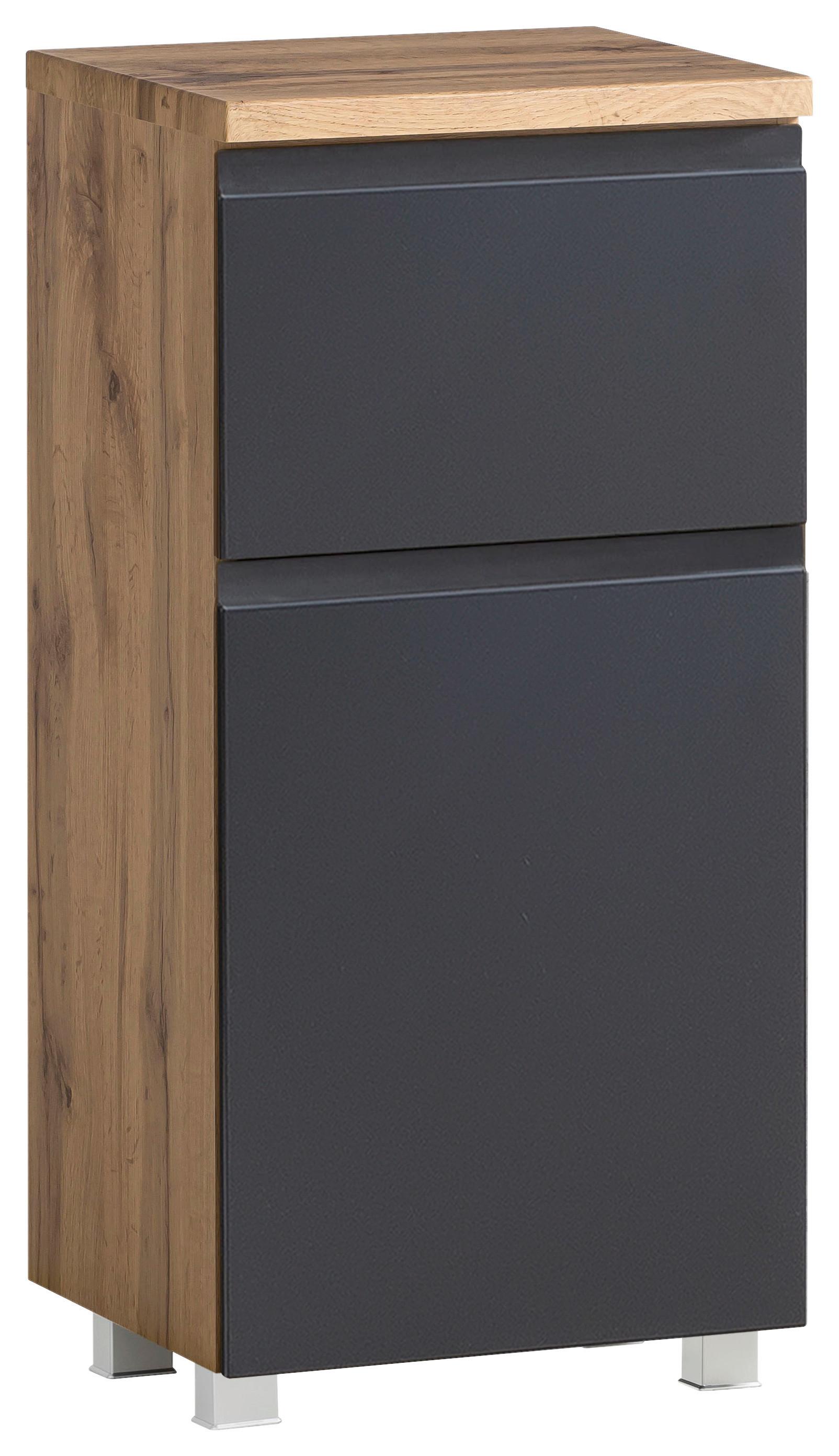 Unterschrank Varese Grau/Eiche - Eiche Wotan/Grau, MODERN, Holzwerkstoff (40/79/35cm) - Held