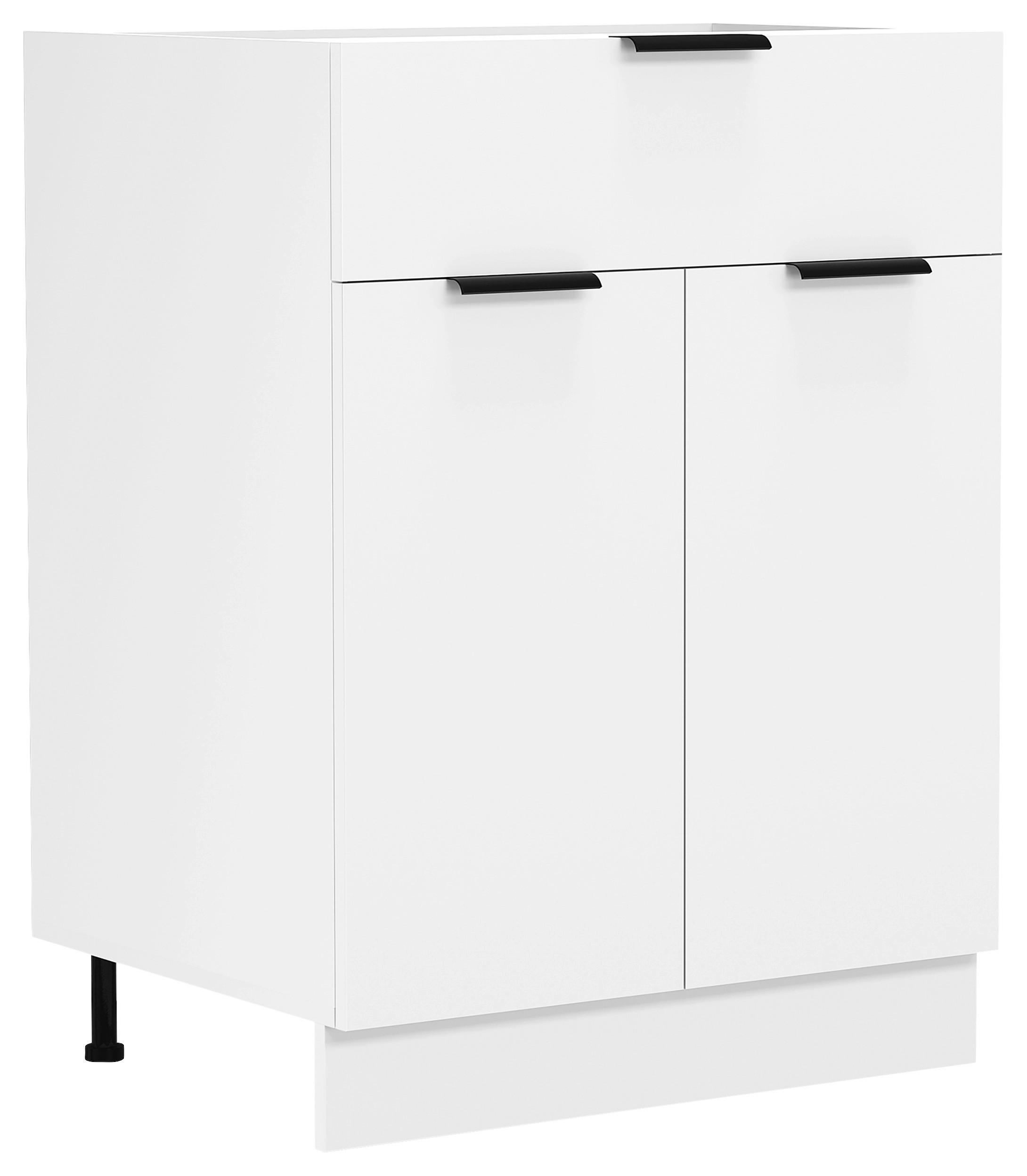 KÜCHENUNTERSCHRANK FASOLA - Weiss/Schwarz, Trend, Holzwerkstoff/Kunststoff (60/82/46cm) - MID.YOU