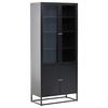 VITRINE BAKAL - Schwarz, Design, Glas/Metall (80/190/41cm) - Livetastic