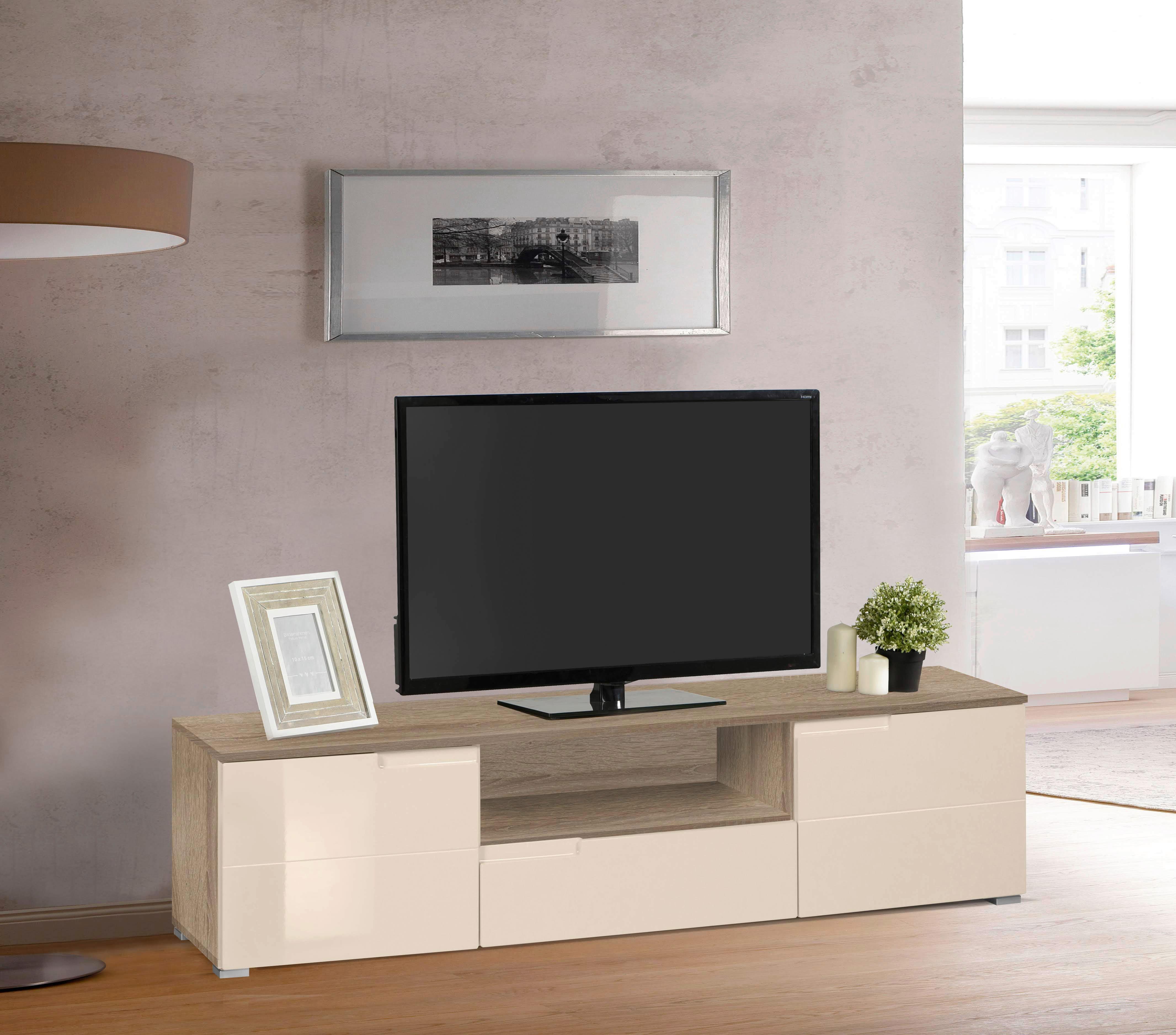 Tv-elem Bézs-tölgy Szín Moon - bézs/tölgyfa, Modern, faalapú anyag (165/42/40cm)