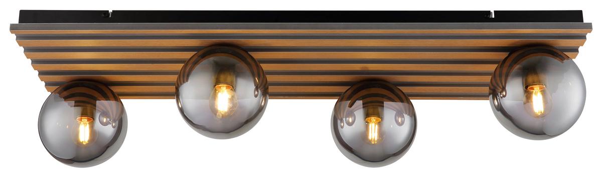 Stropna Svjetiljka Parsons - siva/smeđa, Design, staklo/drvni materijal (90/30/20cm) - Globo