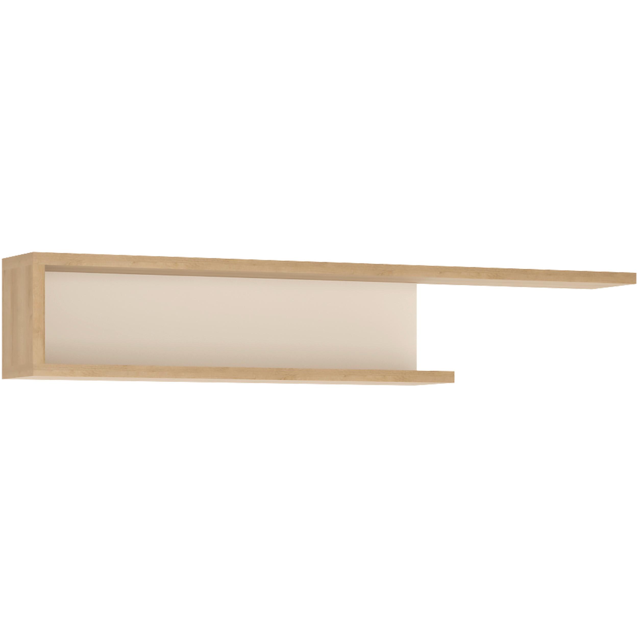 Poliță De Perete Lyon Hell - culoare lemn stejar/alb lucios intens, Trend, material pe bază de lemn (140/25/20,1cm) - Modern Living