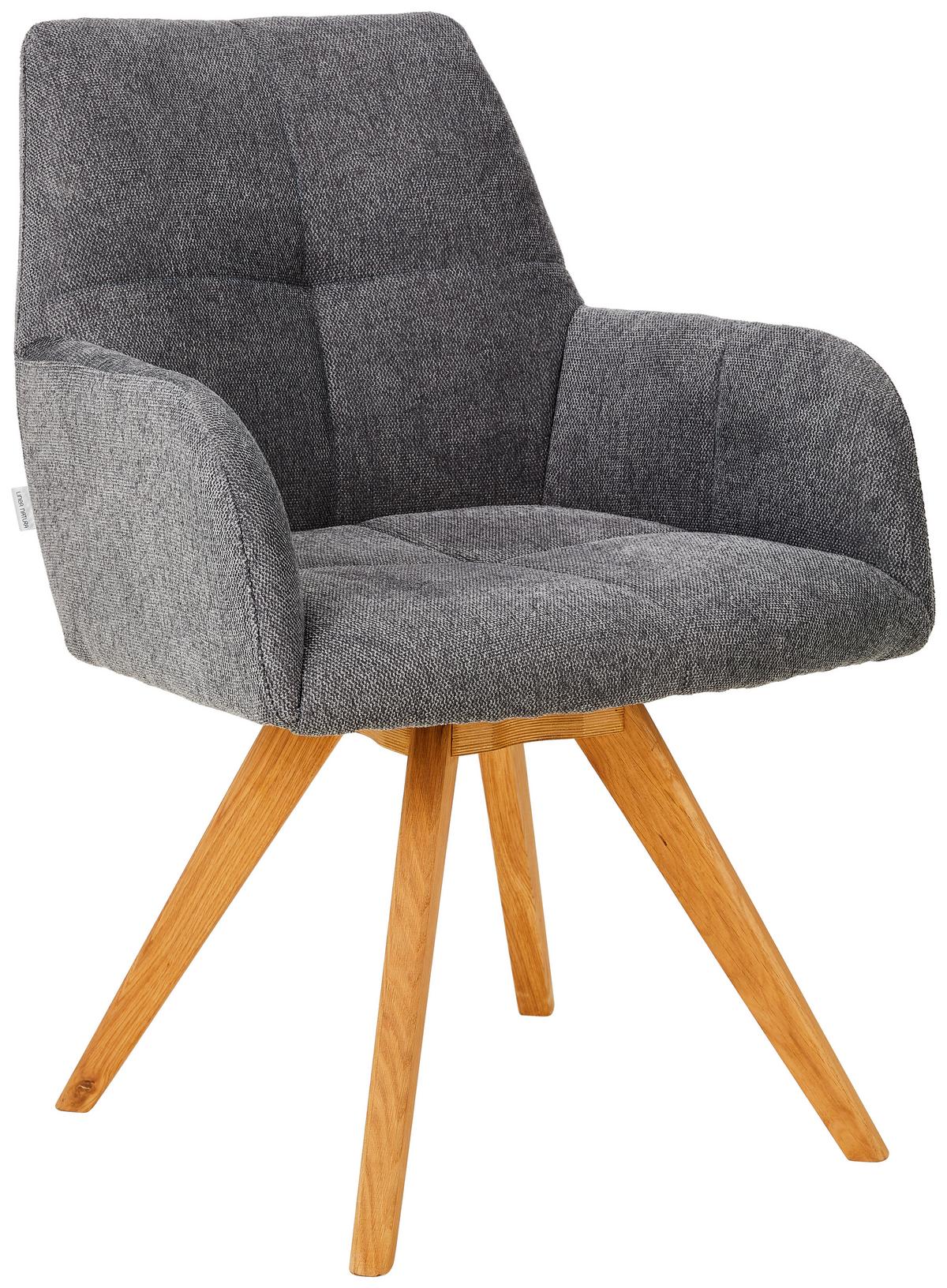 KRZESŁO Z PODŁOKIETNIKAMI PISA - kolor dębowy/antracytowy, Konventionell, drewno/tkanina (62/87,5/68,5cm) - Linea Natura