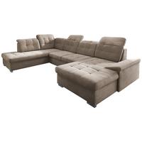 Wohnlandschaft Zira Taupe Nylon/Mikrofaser - Taupe/Chromfarben, Design, Kunststoff/Textil (212/330/169cm) - Livetastic
