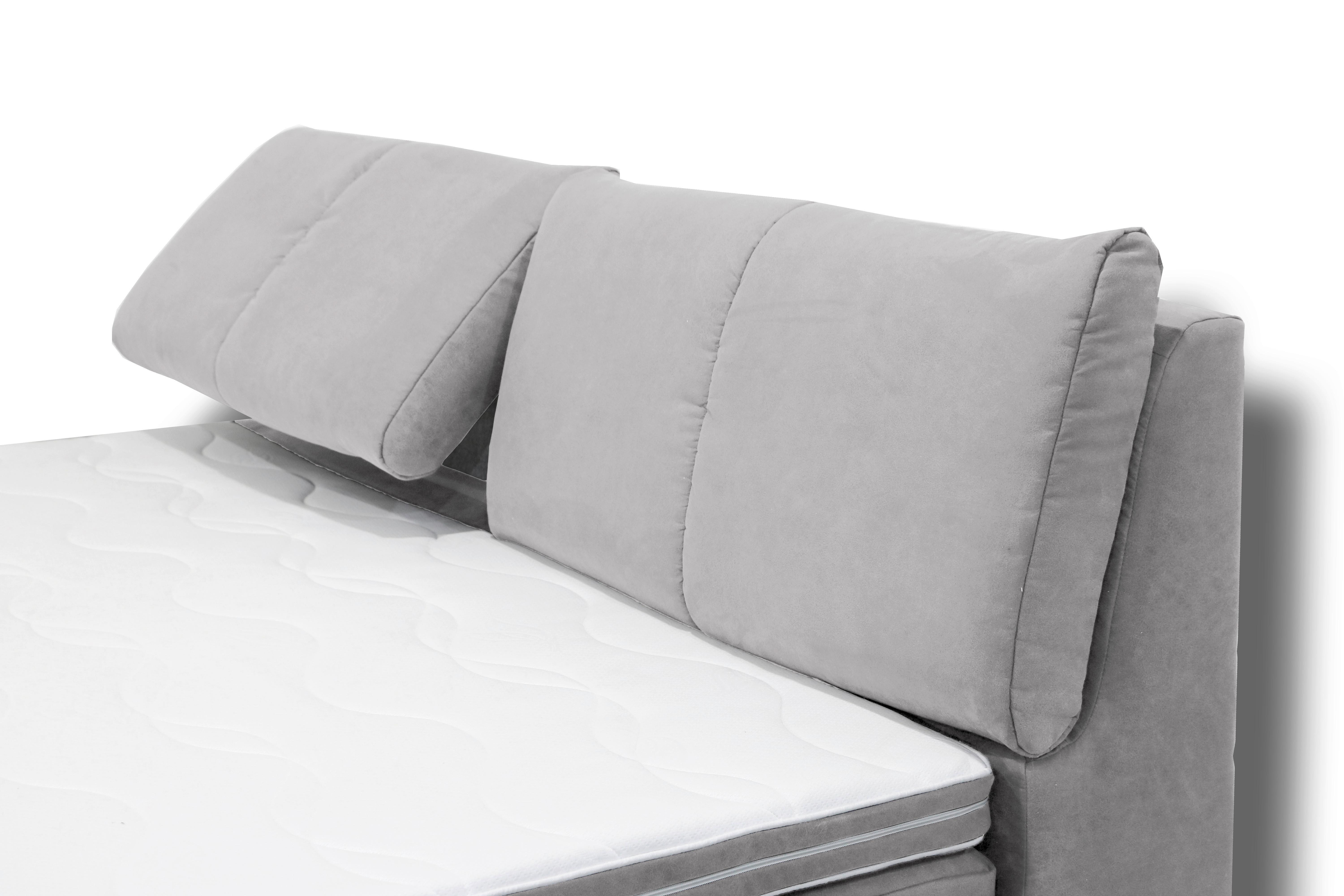 Boxspringbett Tabea Hellgrau ca. 180x200cm - Hellgrau/Alufarben, KONVENTIONELL, Karton/Naturmaterialien (180/200cm) - Mömax