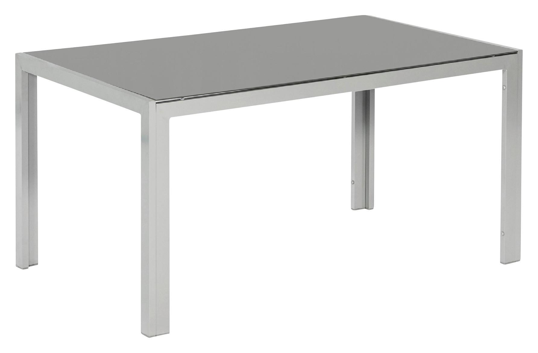 Gartentisch ca. 150x90 cm Alu Silber/Glas - Silberfarben, MODERN, Glas/Metall (150/90/74cm) - Gardenson