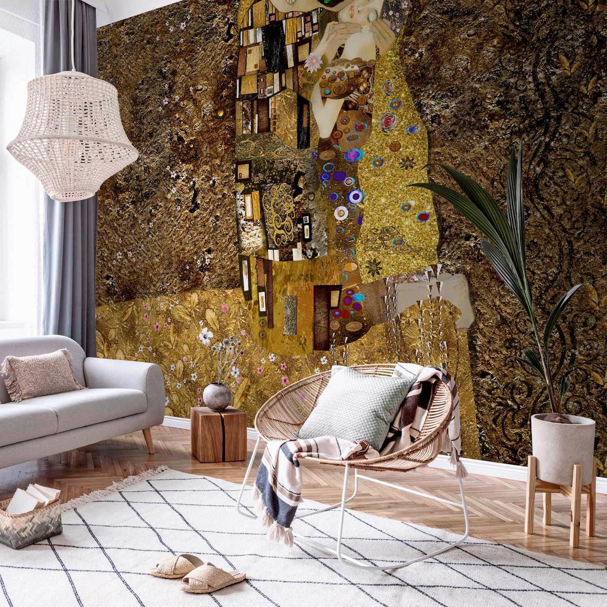 Fototapeta Golden Kiss, 400x280cm - zlate barve, Trendi, tekstil (400/280cm) - artgeist