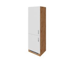 Held Kühlschrank-Umbauschrank Kombi ca. 60 cm Weiß/Eiche - Chromfarben/Weiß, MODERN, Holzwerkstoff/Metall (60/200/60cm) - Held