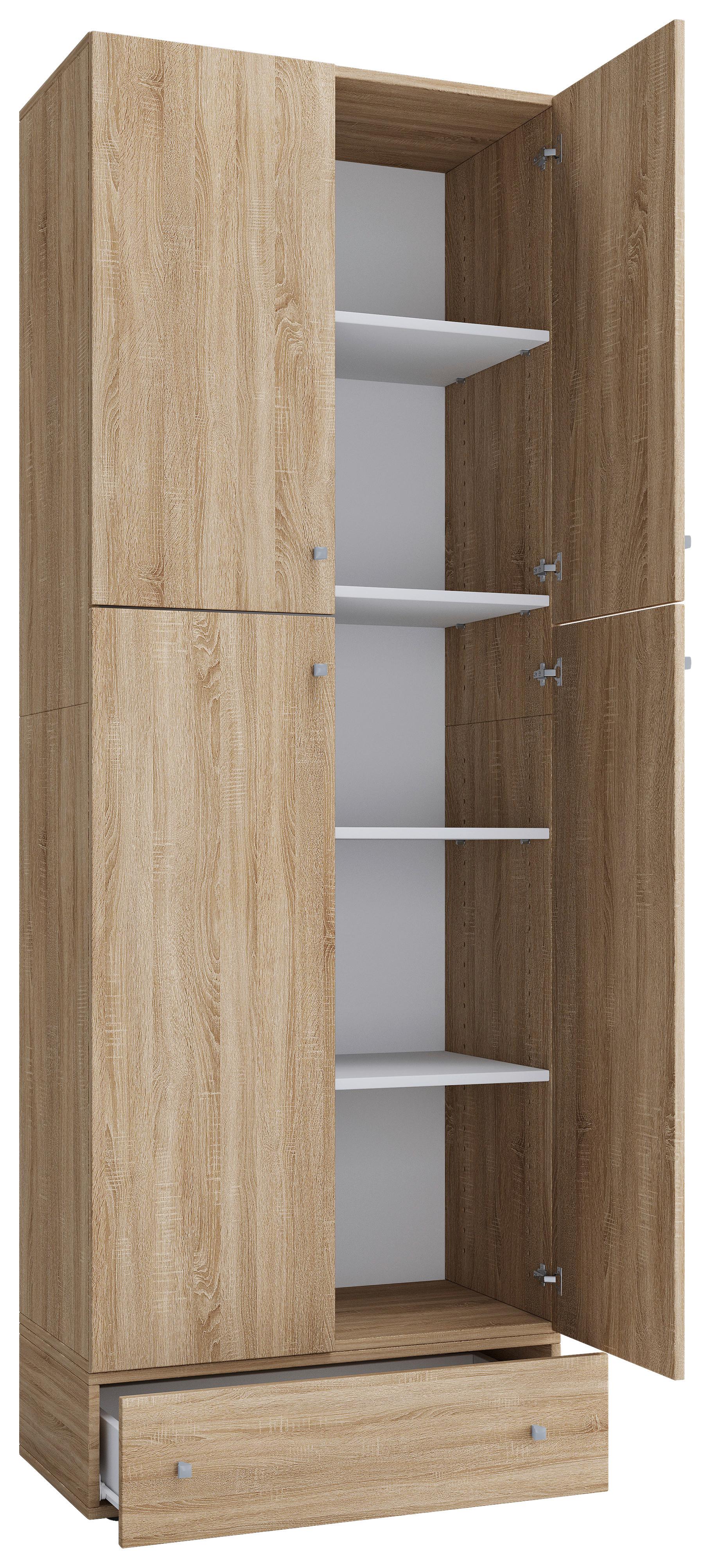 Schuhschrank Lona XXL ca.70x200x39cm Eiche Dekor - Schwarz/Grau, KONVENTIONELL, Holzwerkstoff/Kunststoff (70/200/39cm) - MID.YOU