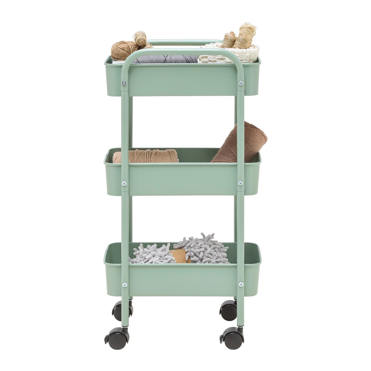 Cărucior universal depozitare FLORIAN - verde, Modern, plastic/metal (35,5/69,7/22cm) - Modern Living