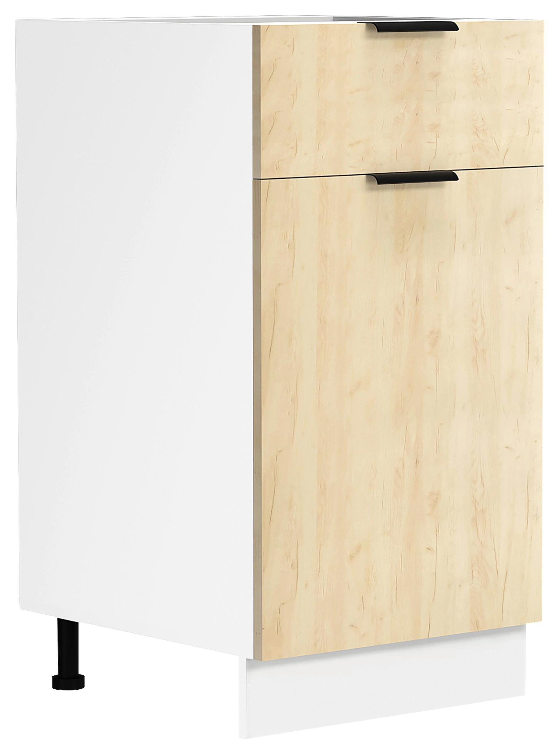 Kuhinjska Spodnja Omarica Fasola, Bela, Hrast, Š 40cm - črna/bela, Trend, umetna masa/leseni material (40/82/46cm) - MID.YOU