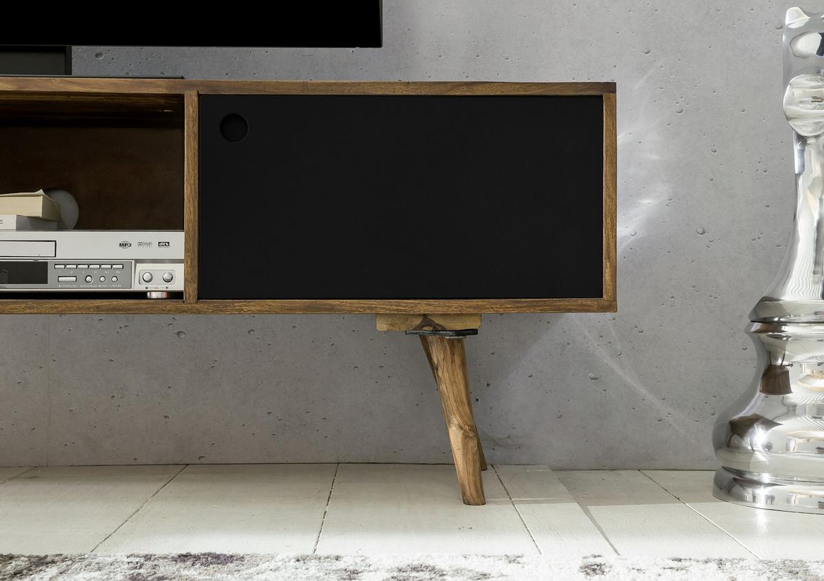 Lowboard Repa Sheesham ca. 140x45x35 cm Braun/Schwarz - Sheeshamfarben/Schwarz, Design, Holz (140/45/35cm) - MID.YOU