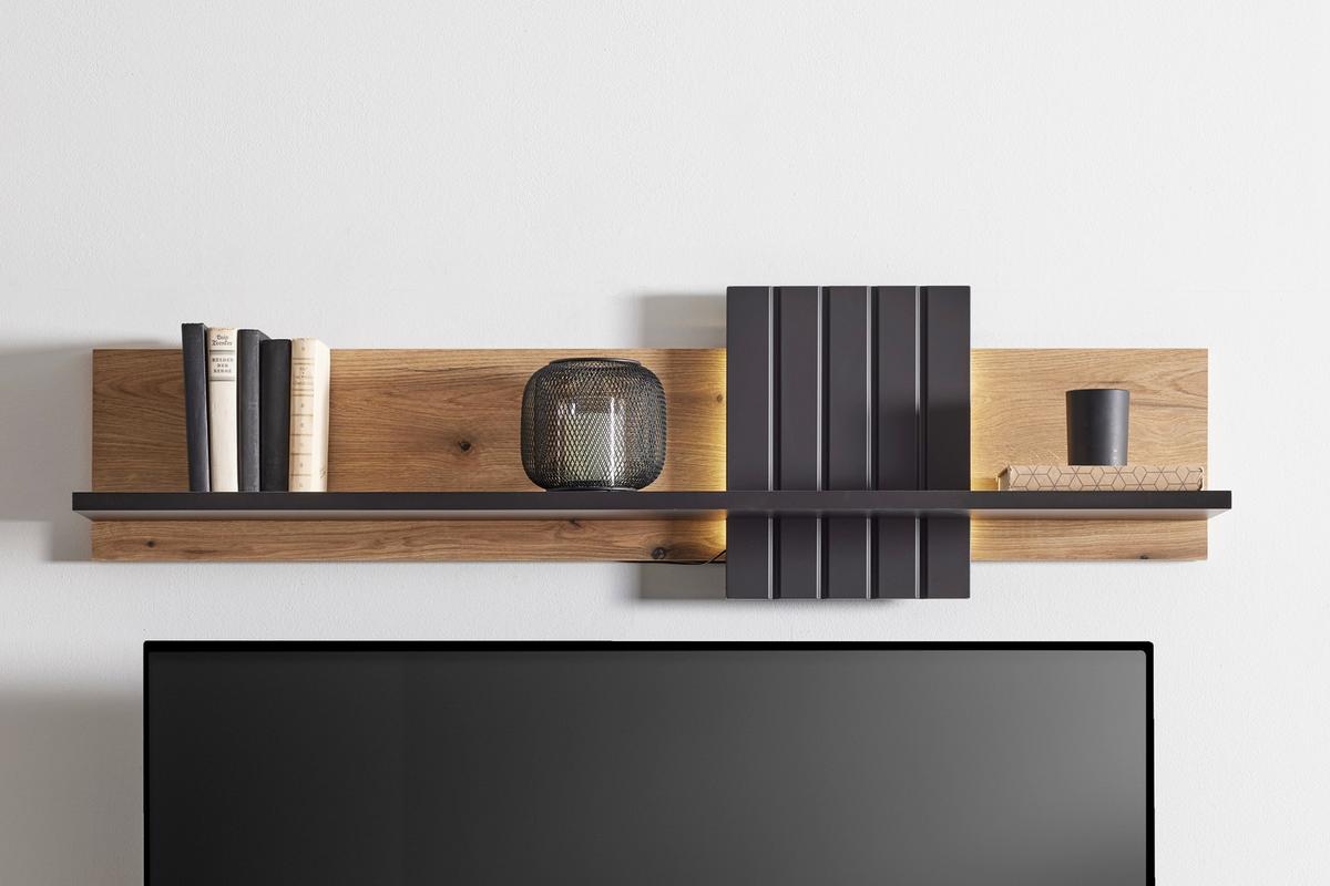 Wandboard in Eiche/Grau - Modern, Holzwerkstoff (140/39/23,5cm) - Mömax